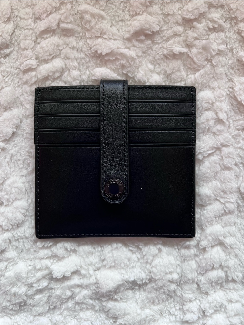 Coach black Leather Card Holder with Snap Closure - Men Accessories